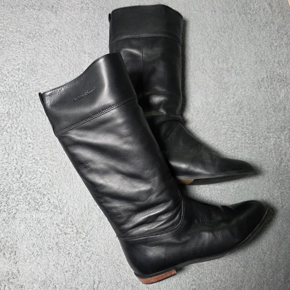Eddie Bauer Womens 11 Tall Riding Boots Black Leather Flat Round Toe Equestrian